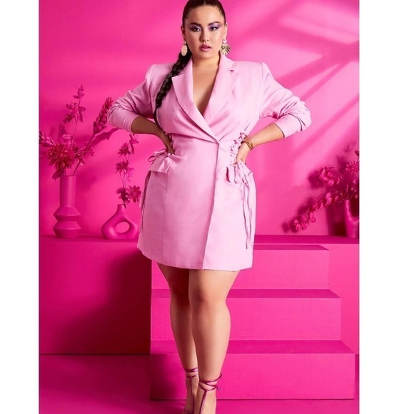 Eloquii Dresses & Skirts - Eloquii Blazer pink 20 Dress with Lace up Detail